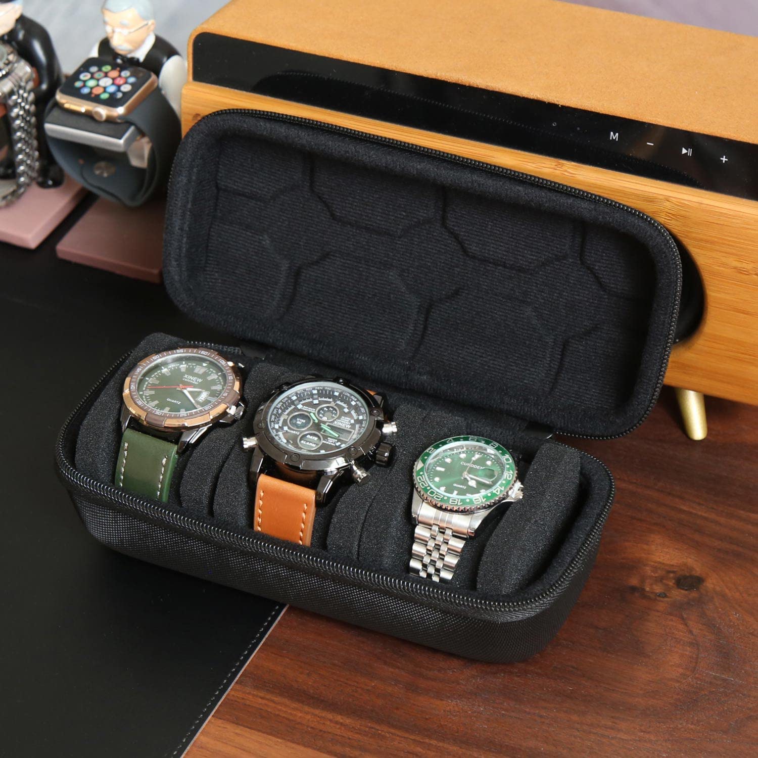 Watch Display Box - 男性または女性用の時計ボックスオーガナイザー、時計トラベルケース、腕時計やスマートウォッチ用のポータブルストレージ時計ディスプレイホルダー