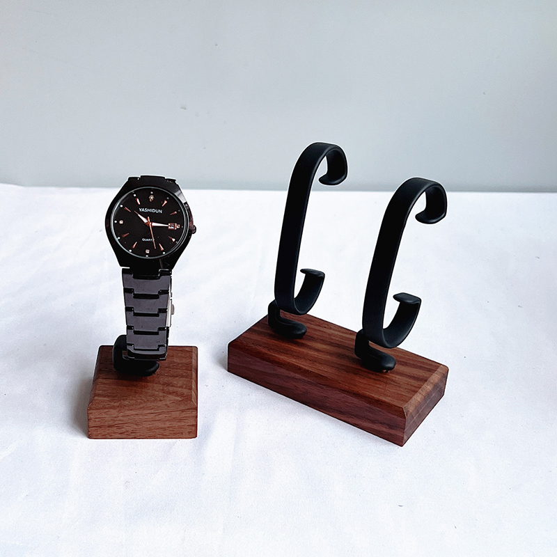 Jewelry And Watches Inc - 木製C型腕時計ホルダー ジュエリーオーガナイザー ディスプレイスタンド ブレスレット、指輪、イヤリング、腕時計展示用 無垢材製腕時計スタンド