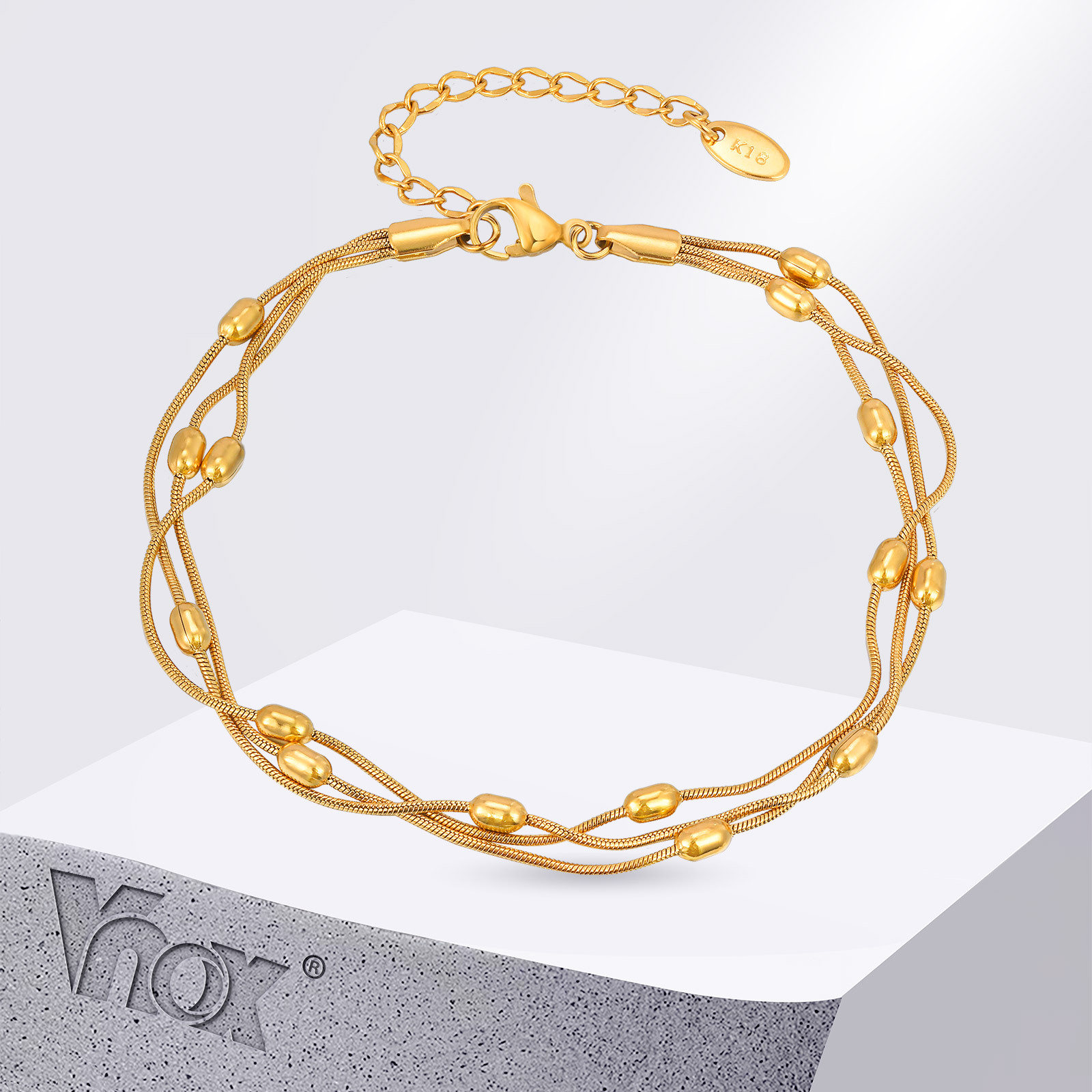 Vnox 夏ステンレス鋼三層スネークチェーンアンクレット女性 - Jc Jewelry & Watches Photos のレビューと価格