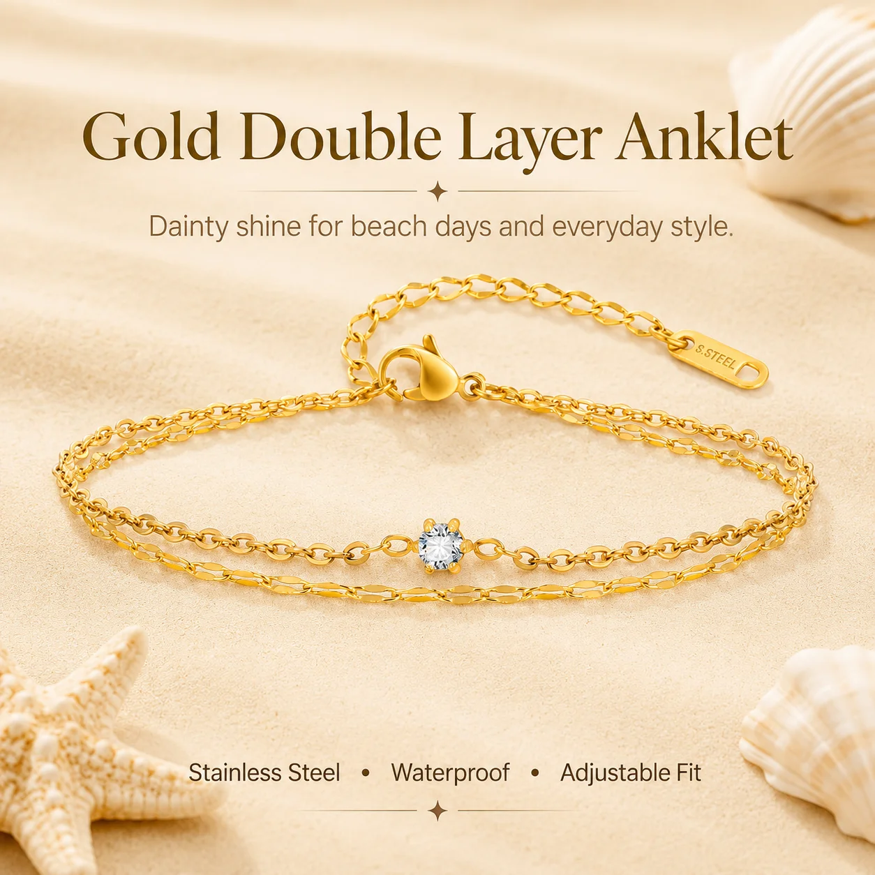防水加工を施した、重ね付けできるアンクレットブレスレット。女 - Jc Jewelry & Watches Photos のレビューと価格