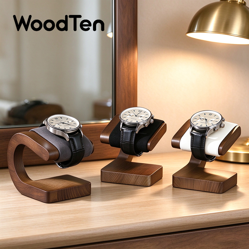 WoodTen 新型腕時計スタンド、展示用小道具、クルミ材の - Jewelry And Watches Inc のレビューと価格